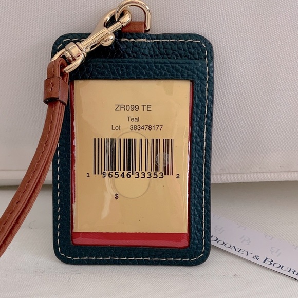 Dooney & Bourke Teal Leather Lanyard  ID Holder - Picture 2 of 3